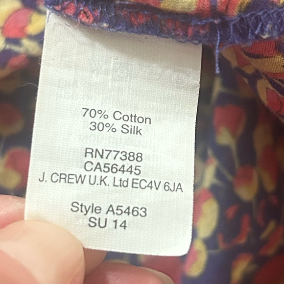 Liberty For J Crew Silk & Cotton Blouse Sz:8 - Picture 6 of 6